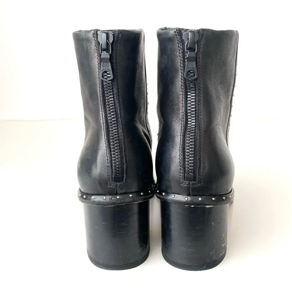 Rag & Bone Black Leather Booties Studded Detail US sz 6.5 Model Chic Edge Cool